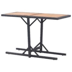 Vidaxl Záhradný stôl, čierny, akáciový masív a polyratan