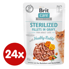 Brit Care Cat Sterilized Fillets in Gravy with Healthy Rabbit 24x85 g