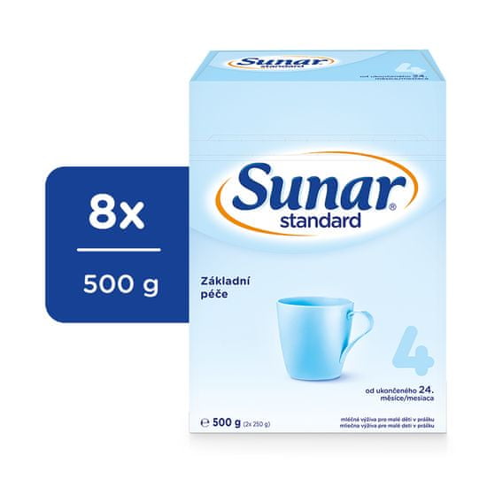Sunar Standard 4, batoľacie mlieko, 8x500g