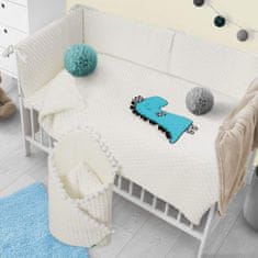 BELISIMA 3-dielne posteľné obliečky Dino 3D 100/135 smotanovo-tyrkysové