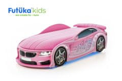 Futuka Kids Postieľka auto UNO F-BMW, ​​"F-Alcantara", LED svetlá, Spodné svetlo, Spojler