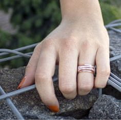 Beneto Ružový pozlátený strieborný prsteň so zirkónmi AGG340 (Obvod 52 mm)