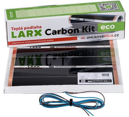 Vykurovacia podlahová uhlíková fólia LARX Carbon Kit eco podlahové kúrenie, účinné, celoplošné, inštalácia svojpomocne, domáce inštalácia pod skladanú nelepené podlahovú krytinu, suchá inštalácia