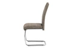 Autronic Jedálenská stolička, poťah hnedá látka COWBOY v dekore vintage kože, kovová chrómovaná perová podnož HC-483 BR3