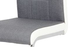Autronic Jedálenská stolička chróm / šedá látka + biela koženka DCL-410 GREY2