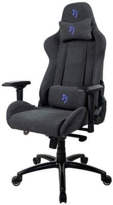Gaming koliesková stolička Arozzi Verona Signature Soft Fabric, čierna/modrá (VERONA-SIG-SFB-BL) nastaviteľné operadlo podrúčky