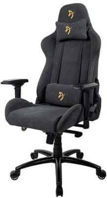 Gaming koliesková stolička Arozzi Verona Signature Soft Fabric, čierna/zlatá (VERONA-SIG-SFB-GD) nastaviteľné operadlo podrúčky