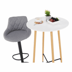 KONDELA Barový stôl, biela/dub, priemer 60 cm, IMAM