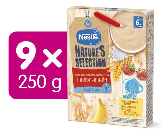 Nestlé Nature SELECTION pšenično-ovseno-ražná Jahoda Banán (9 × 250g)