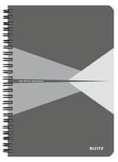 LEITZ Blok "Office", šedá, drôtená krúžková väzba, A5, linajkový, 90 listov, laminovaný povrch 44590085