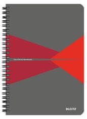 LEITZ Blok "Office", šedo-červená, drôtená krúžková väzba, A5, linajkový, 90 listov, laminovaný povrch, LE