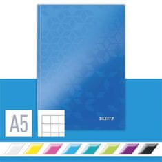LEITZ Záznamová kniha "Wow", modrá, A5, štvorčeková, 80 listov, tvrdá obálka, LEITZ