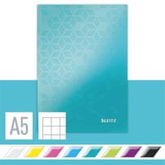 LEITZ Záznamová kniha "Wow", ľadovo modrá, A5, štvorčeková, 80 listov, tvrdá obálka