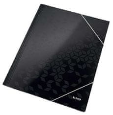 LEITZ Dosky s gumičkou "Wow", čierna, lesklé, 15 mm, kartón, A4 39820095
