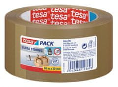 Tesa Tesapack ULTRA STRONG odolná PVC baliaca páska s vysokou pevnosťou na krabice, na balenie ťažkého tovaru, hnedá, 66m:50mm