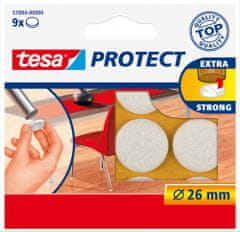 Tesa Protect plstené ochranné podložky proti poškriabaniu, pod stoličky na zníženie hluku - kruhový výsek, priemer 26mm, biela, 9ks