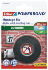 Tesa Powerbond OUTDOOR exteriérová montážna páska, obojstranná, odolná, silné prichytenie (až 1 kg na 10 cm), 1,5m x 19mm - biela