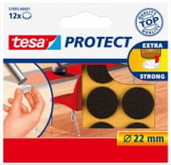 Tesa Protect plstené ochranné podložky proti poškriabaniu, pod stoličky na zníženie hluku - kruhový výsek, priemer 22mm, hnedá, 12ks