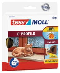 Tesa Tesamoll gumové samolepiace tesnenie s profilom D, na dvere a okná, životnosť 8 rokov, na medzery od 3 do 7 mm, 6m - hnedé
