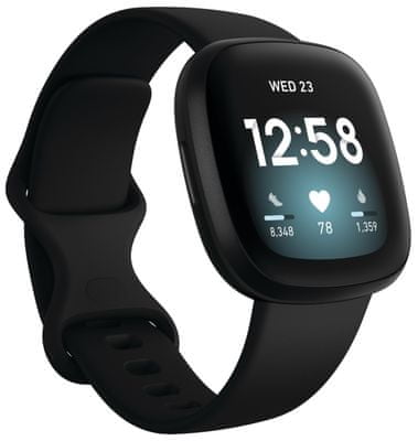Inteligentné hodinky Fitbit Versa 3, kalórie, pulz, fyzická aktivita, GPS, šport, analýza spánku, hudobný prehrávač, vodotesné, dlhá výdrž