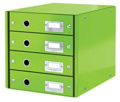 LEITZ Zásuvkový box, polaminovaný kartón, 4 zásuvky, LEITZ "Click&Store", zelená