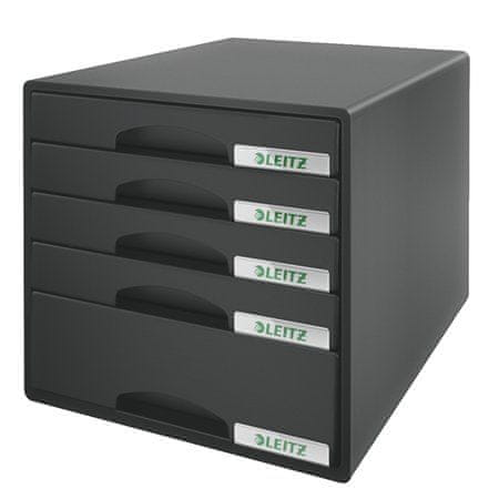 LEITZ Zásuvkový box "Plus", čierna, plast, 5 zásuviek 52110095