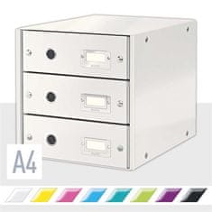 LEITZ Zásuvkový box "Click&Store", biela, polaminovaný kartón, 3 zásuvky 