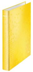 LEITZ Krúžkový zakladač "Wow", žltá, lesklý, 4 krúžky, 40 mm, A4, kartón 42420016