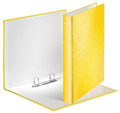 LEITZ Krúžkový zakladač "Wow", žltá, lesklý, 2 krúžky, 40 mm, A4, kartón 42410016