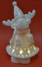 DUE ESSE Vianočné dekorácie sob s osvetlením, keramika, výška 18 cm