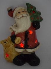 DUE ESSE Keramická svietiaca Santa so stromčekom a méďou 21 cm