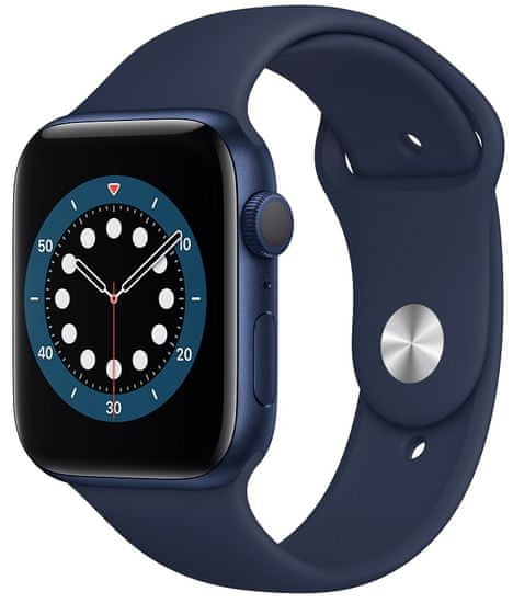 Apple Watch Series 6, 44 mm Blue Aluminium Case with Deep Navy Sport Band (M00J3HC/A)