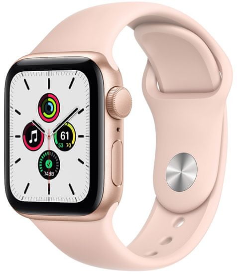 Apple Watch SE, 40 mm Gold Aluminium Case with Pink Sand Sport Band (MYDN2HC/A)