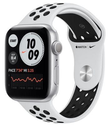 Inteligentné hodinky Apple Watch Nike Series 6, Retina displej stále zapnutý EKG aplikácia Nike Run Club monitorovanie tepu srdca hudobný prehrávač volanie notifikácia NFC platby Apple Pay hluk App Store