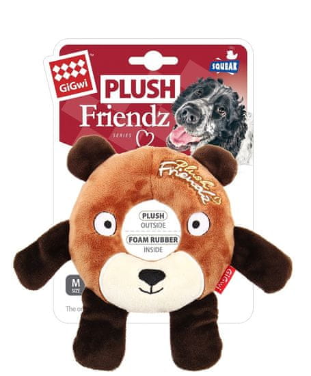 GiGwi Hračka pre psov Plush Friendz medveď s gum. krúžkom
