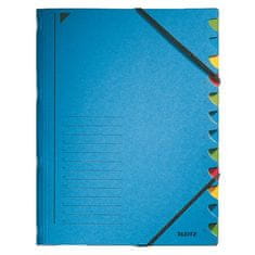 LEITZ Triediace dosky s gumičkou, modrá, 12 častí, kartón, A4 39120035