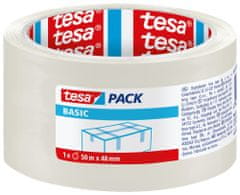 Tesa Tesapack BASIC baliaca páska na lepenie krabíc - na ľahké zásielky a balíky, 50m:48mm