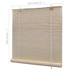 Vidaxl Prírodné bambusové rolety 4 ks 120x160 cm