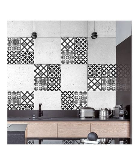 Crearreda Tile Cover Black & White Azulejos 31222 Kachlík, čierno-biele ornamenty