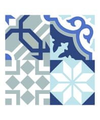 Crearreda Tile Cover Grey & Blue 31220 Kachlík, šedo-modro-biele ornamenty