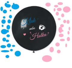 Balón latexový s nápisom "Chlapec alebo dievča?" (+ Konfety) - Gender reveal - Baby shower - 80 cm