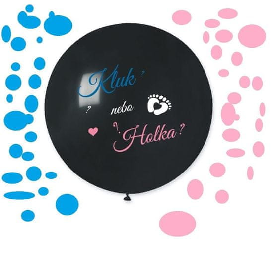 Balón latexový s nápisom "Chlapec alebo dievča?" (+ Konfety) - Gender reveal - Baby shower - 80 cm