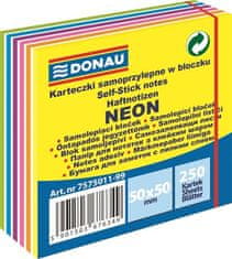 Donau Samolepiace bloček, 50x50 mm, 250 lístkov, neónové a pastelové farby, 7575011-99