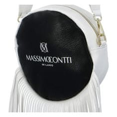 Massimo Conti Milano Dizajnová koženková guľatá kabelka Massima C., biela