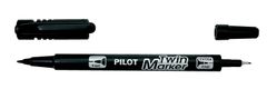 Pilot Permanentný popisovač "Twin", čierna, obojstranný, 0,8/2 mm, SCA-TM-B-BG