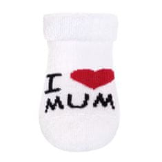 NEW BABY Dojčenské froté ponožky biele I Love Mum and Dad - 62 (3-6m)