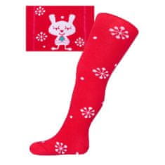 NEW BABY Vianočné bavlnené pančucháčky červené s vločkami a mačičkou - 92 (18-24)