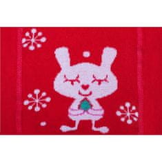 NEW BABY Vianočné bavlnené pančucháčky červené s vločkami a mačičkou - 92 (18-24)