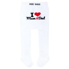 NEW BABY Bavlnené pančucháčky biele I Love Mum and Dad - 56 (0-3m)
