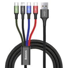 BASEUS 4in1 kábel USB - 2x USB-C / Lightning / micro USB 3.5A 1.2m, čierny